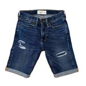 Abercrombie | Rolled | Destroyed Denim Short | Dark Wash | Boys